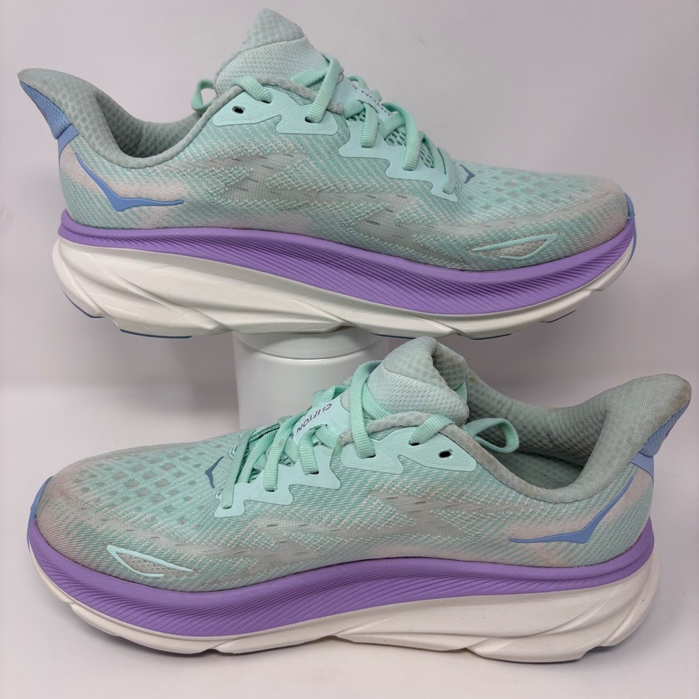 Hoka Clifton 9 Womens Size 10 Blue Green Purple Athletic Running Shoes Sneakers - Picture 3 of 8
